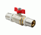 41642 Válvula Esfera Conexión Multicapa Prensar PN30 Mando Palomilla Color Rojo
