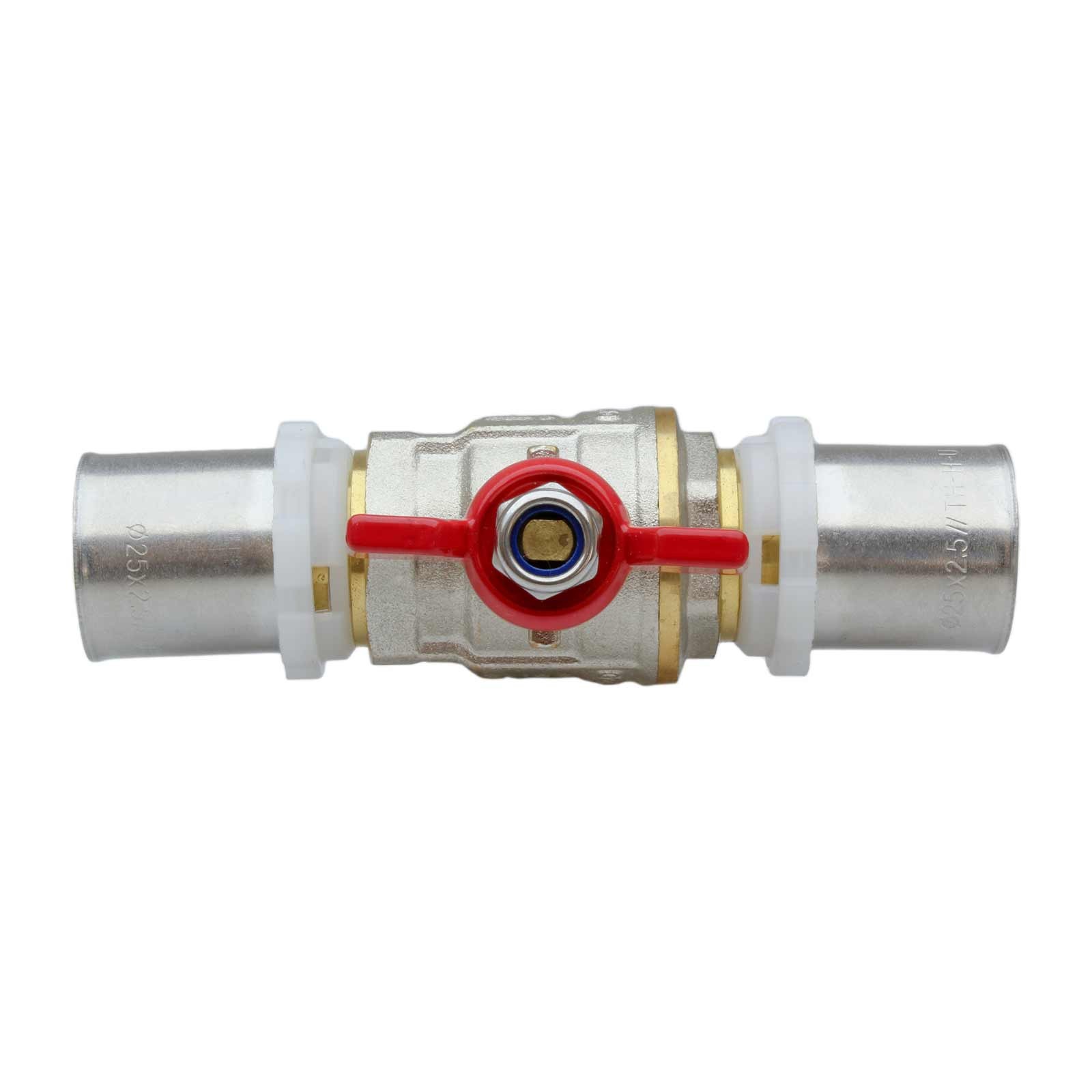 41642 Válvula Esfera Conexión Multicapa Prensar PN30 Mando Palomilla Color Rojo