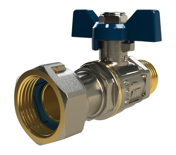 41742 Válvula Esfera PN30 M-H Tuerca Móvil Con Mando Palomilla Color Azul