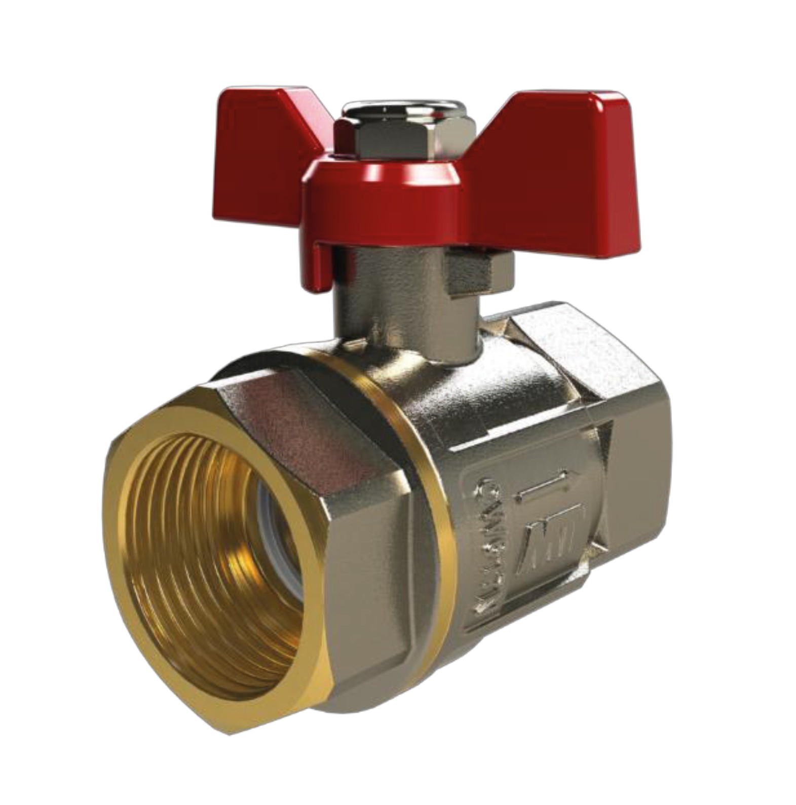 4182 Válvula Esfera Antirretorno H-H PN16 Mando Palomilla Color Rojo