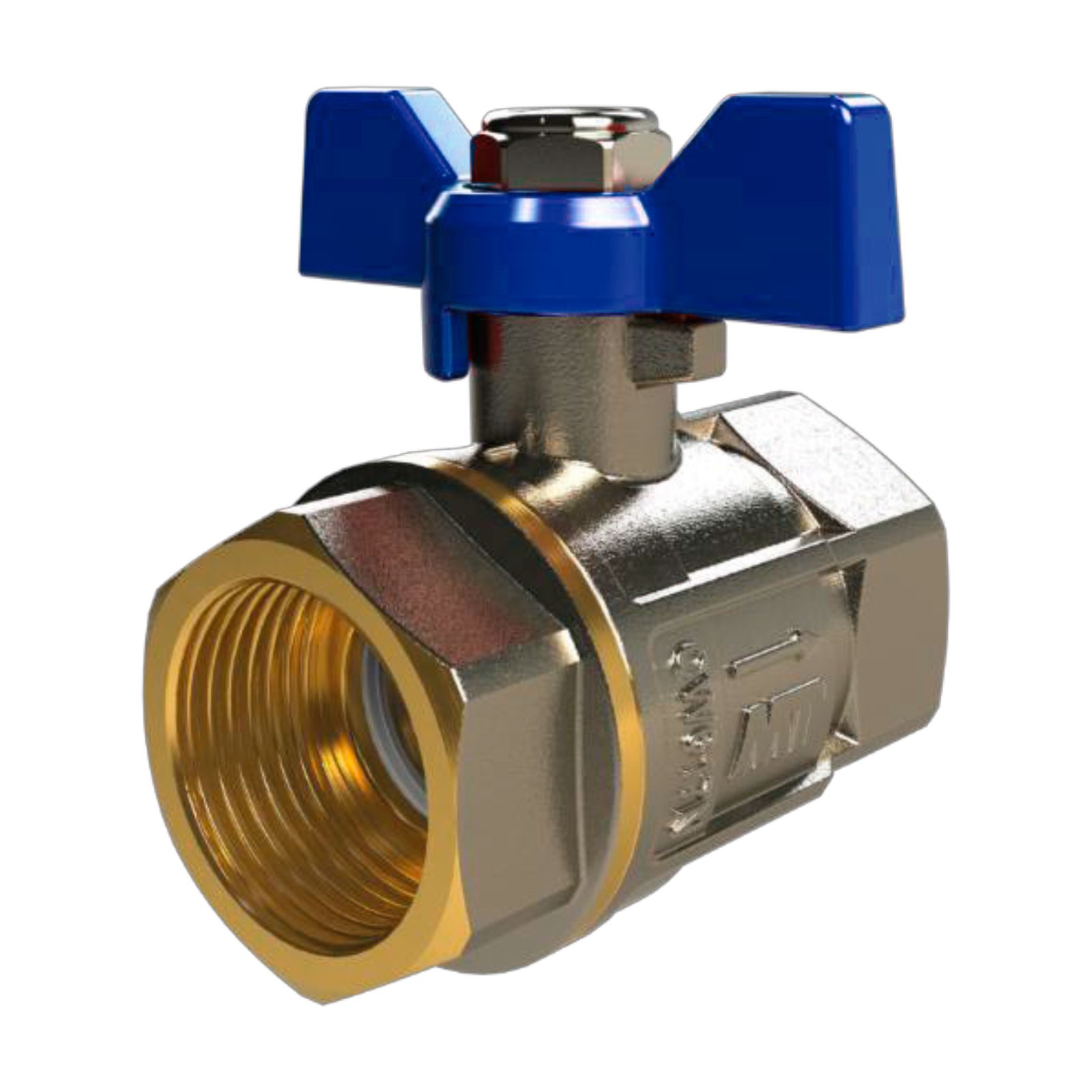 41822 Válvula Esfera Antirretorno H-H PN16 Mando Palomilla Color Azul