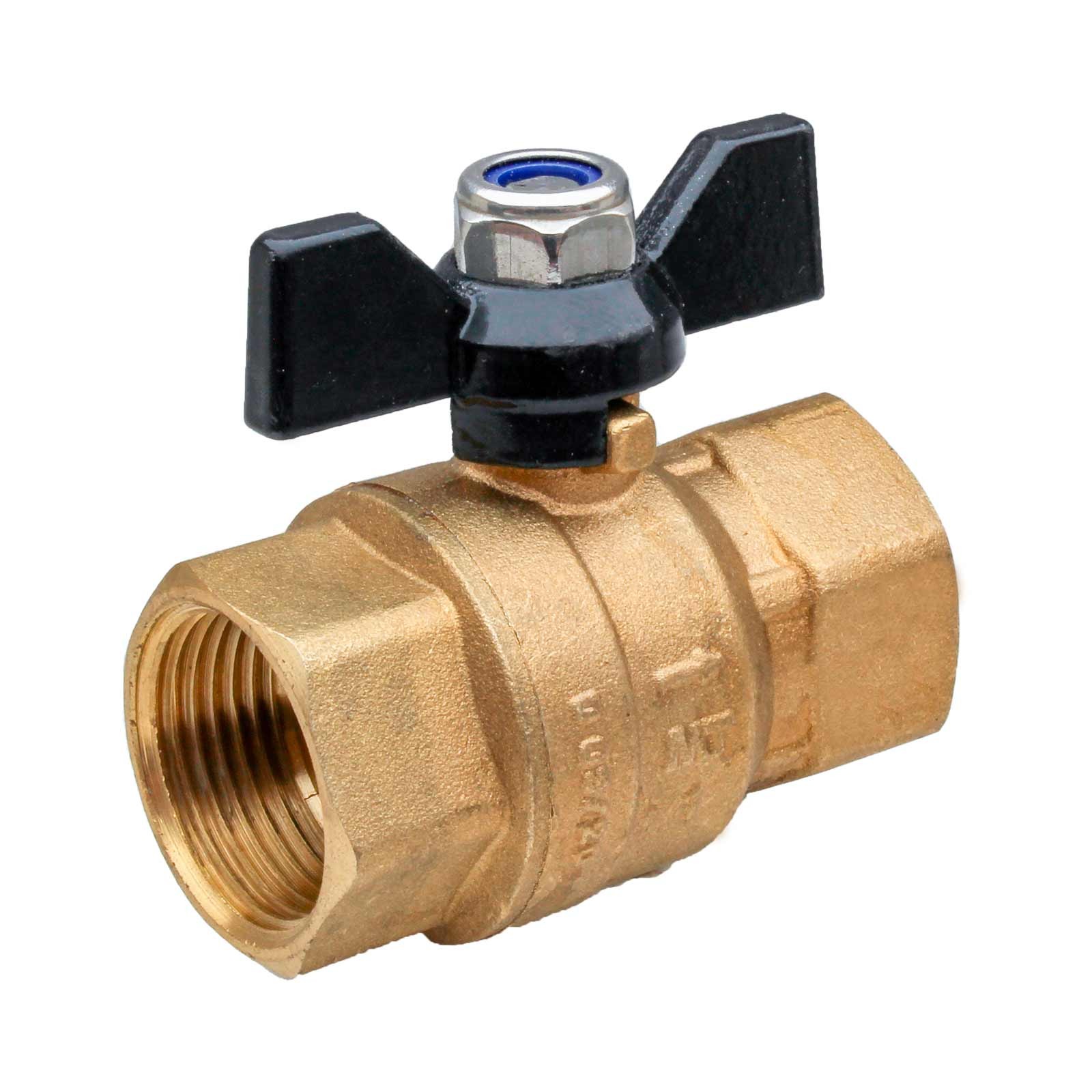 4204 Válvula Esfera PN-40 H-H Paso Total En Latón DZR Mando Palomilla Color Negro
