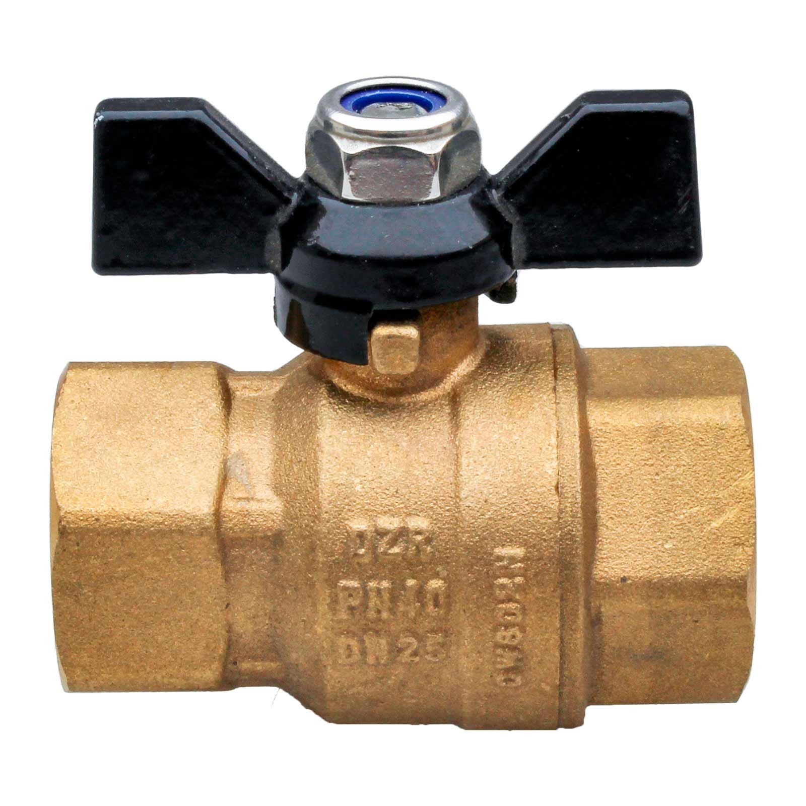 4204 Válvula Esfera PN-40 H-H Paso Total En Latón DZR Mando Palomilla Color Negro