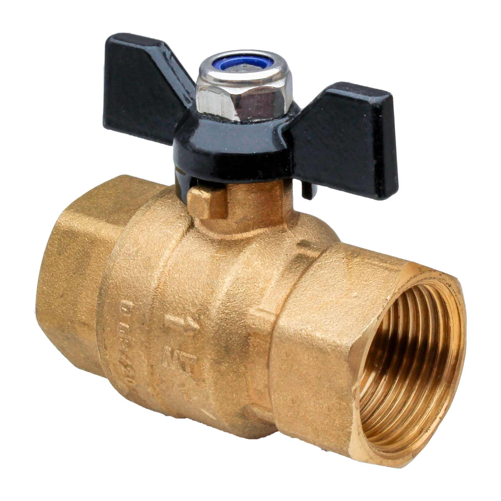 4204 Válvula Esfera PN-40 H-H Paso Total En Latón DZR Mando Palomilla Color Negro