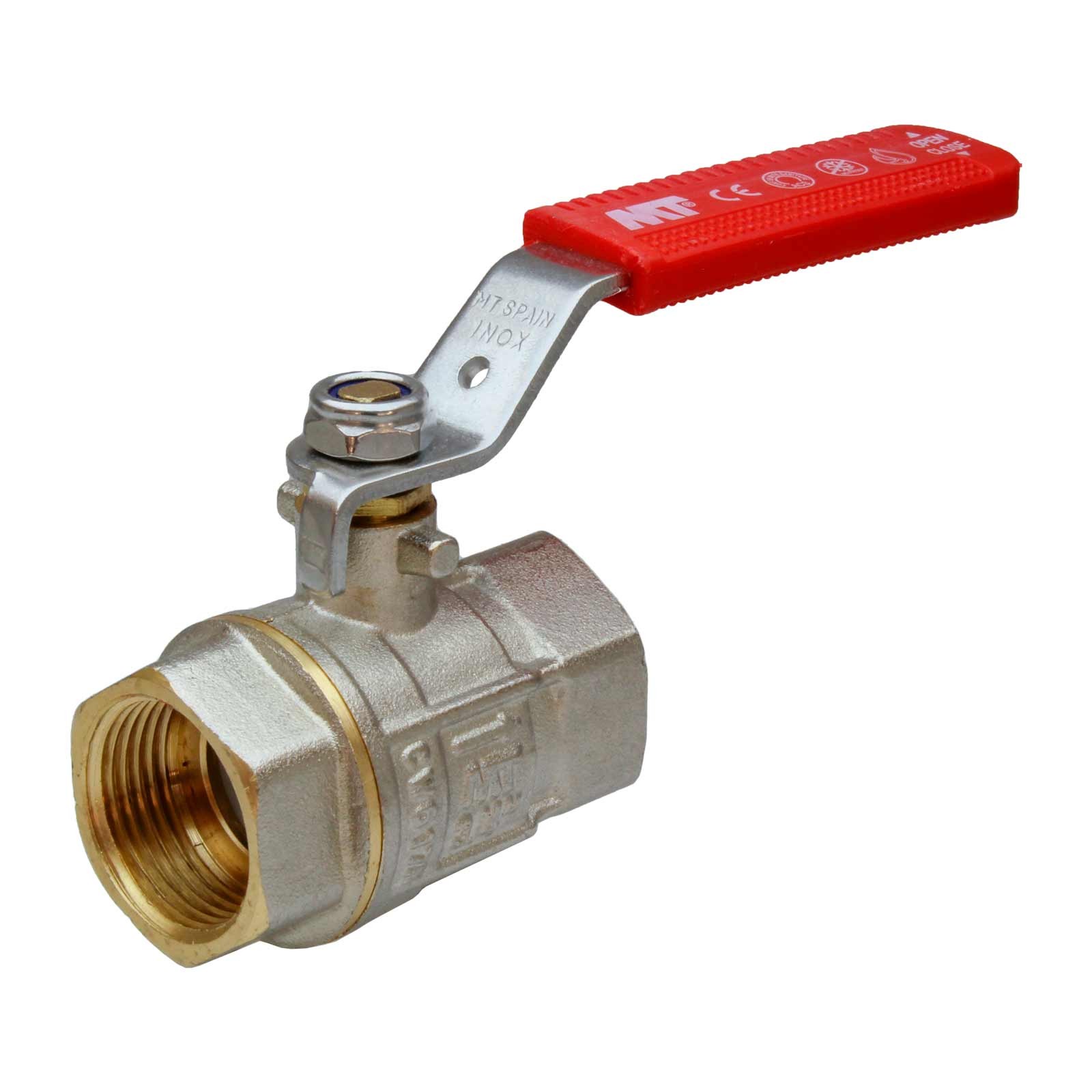 4295 Válvula Esfera PN-30 H-H Paso Total Palanca De Acero Inoxidable Maneta Ergonómica Color Rojo