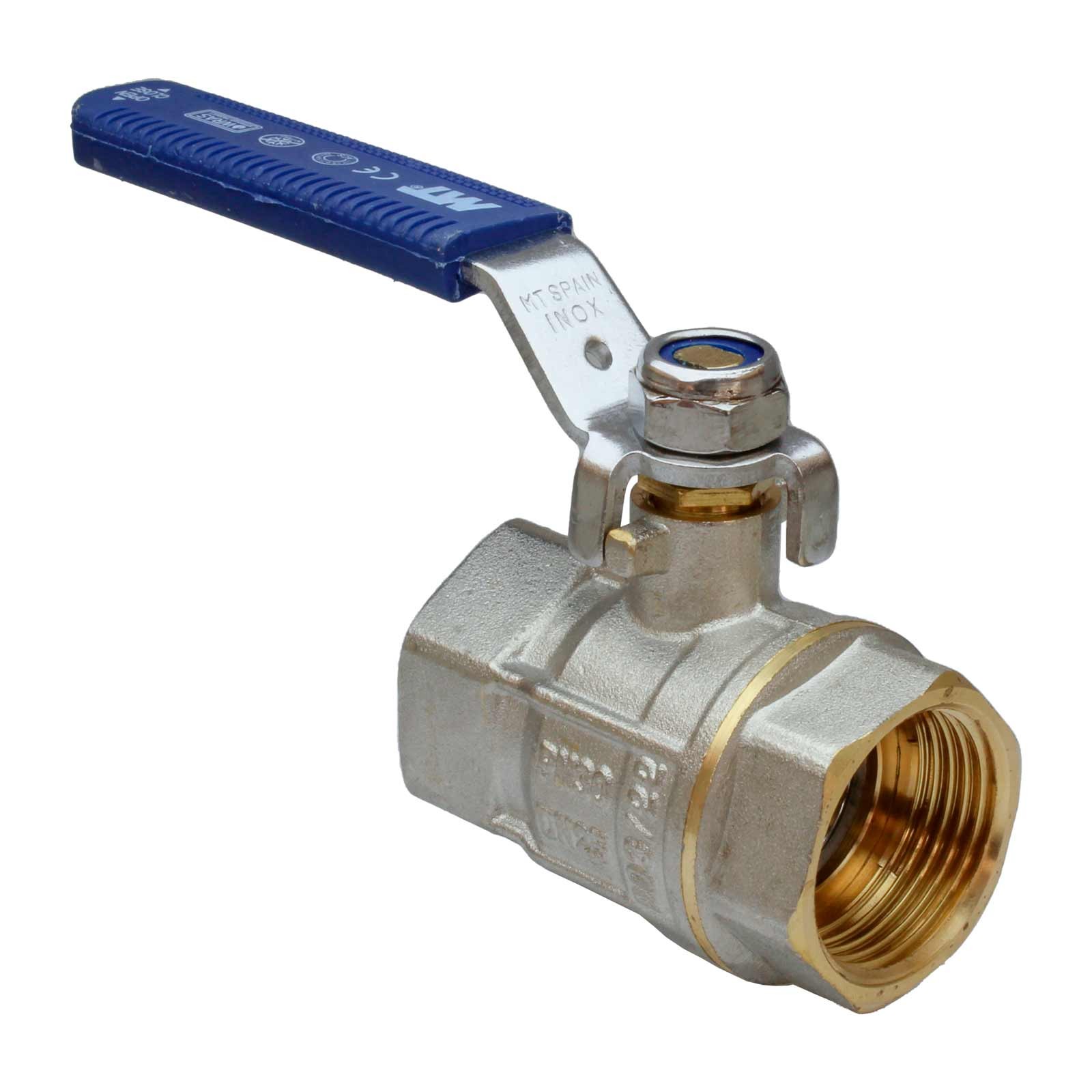 42952 Válvula Esfera PN-30 H-H Paso Total Palanca De Acero Inoxidable Maneta Ergonómica Color Azul