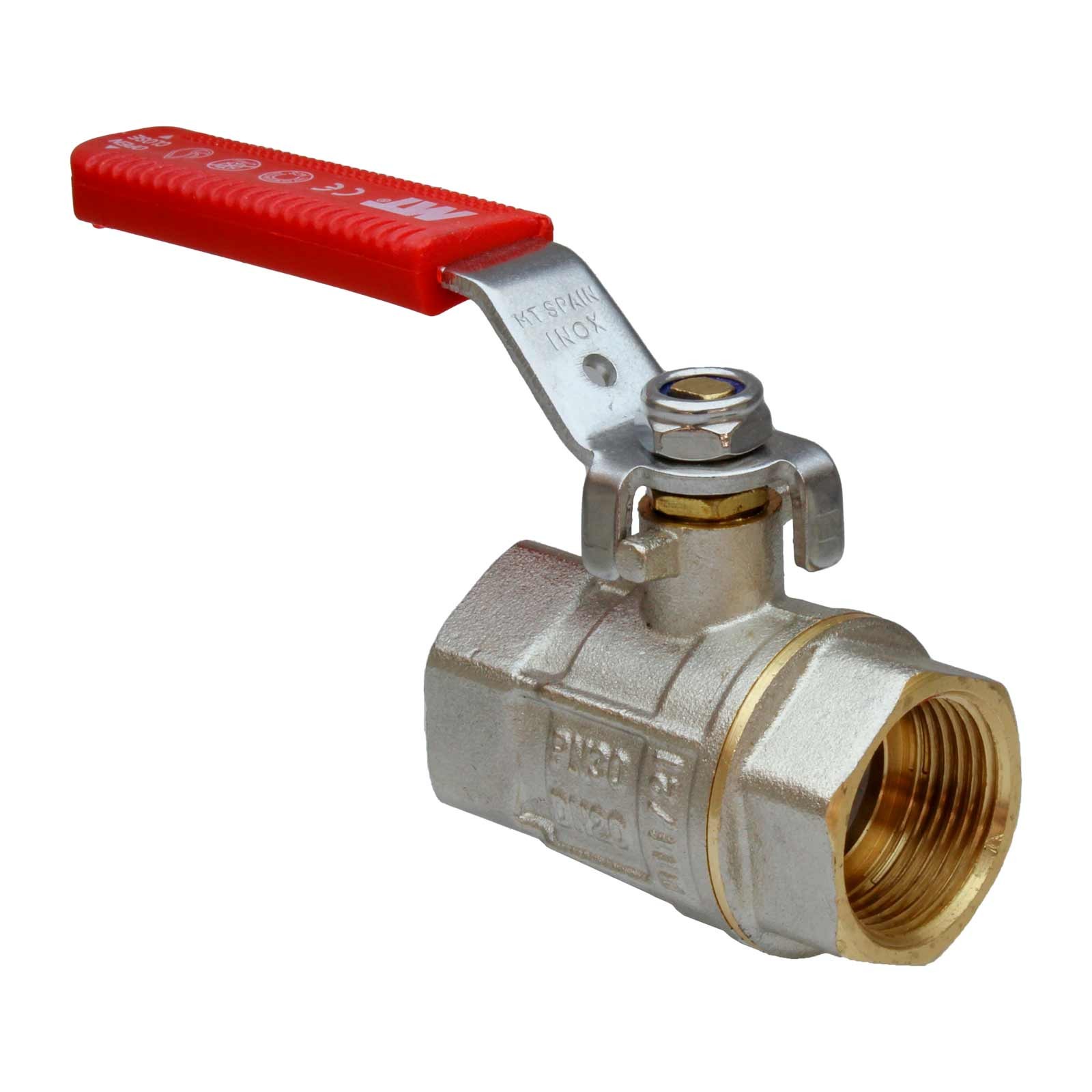 4295 Válvula Esfera PN-30 H-H Paso Total Palanca De Acero Inoxidable Maneta Ergonómica Color Rojo