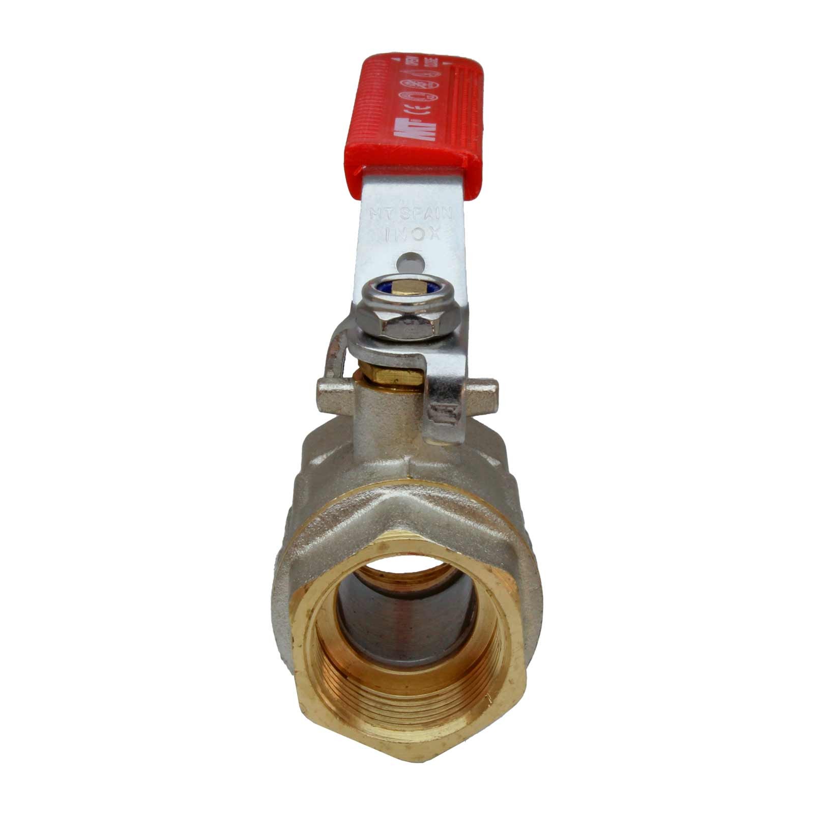 4295 Válvula Esfera PN-30 H-H Paso Total Palanca De Acero Inoxidable Maneta Ergonómica Color Rojo