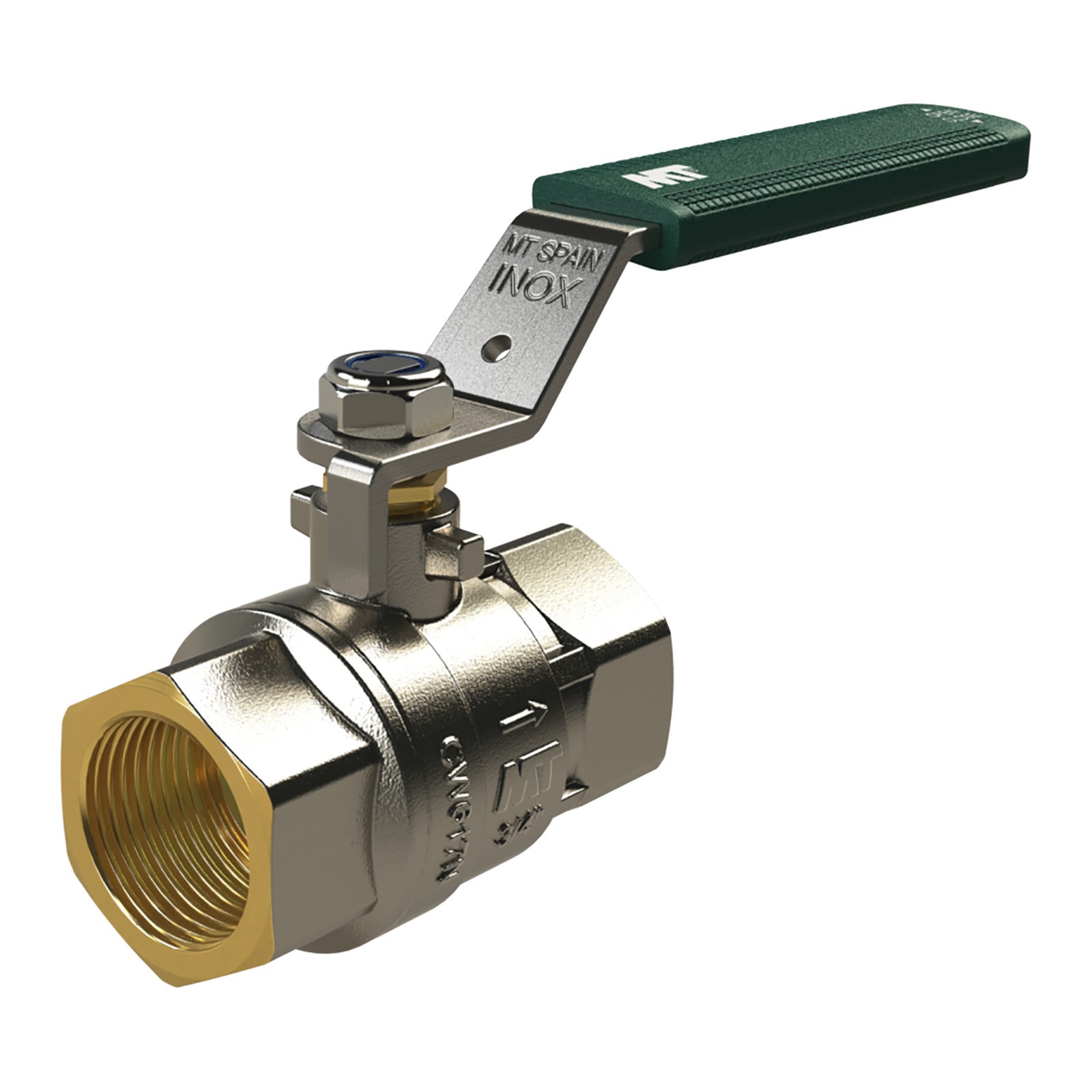 4304 Válvula esfera antical pn40 H-H latón niquelado palanca inoxidable