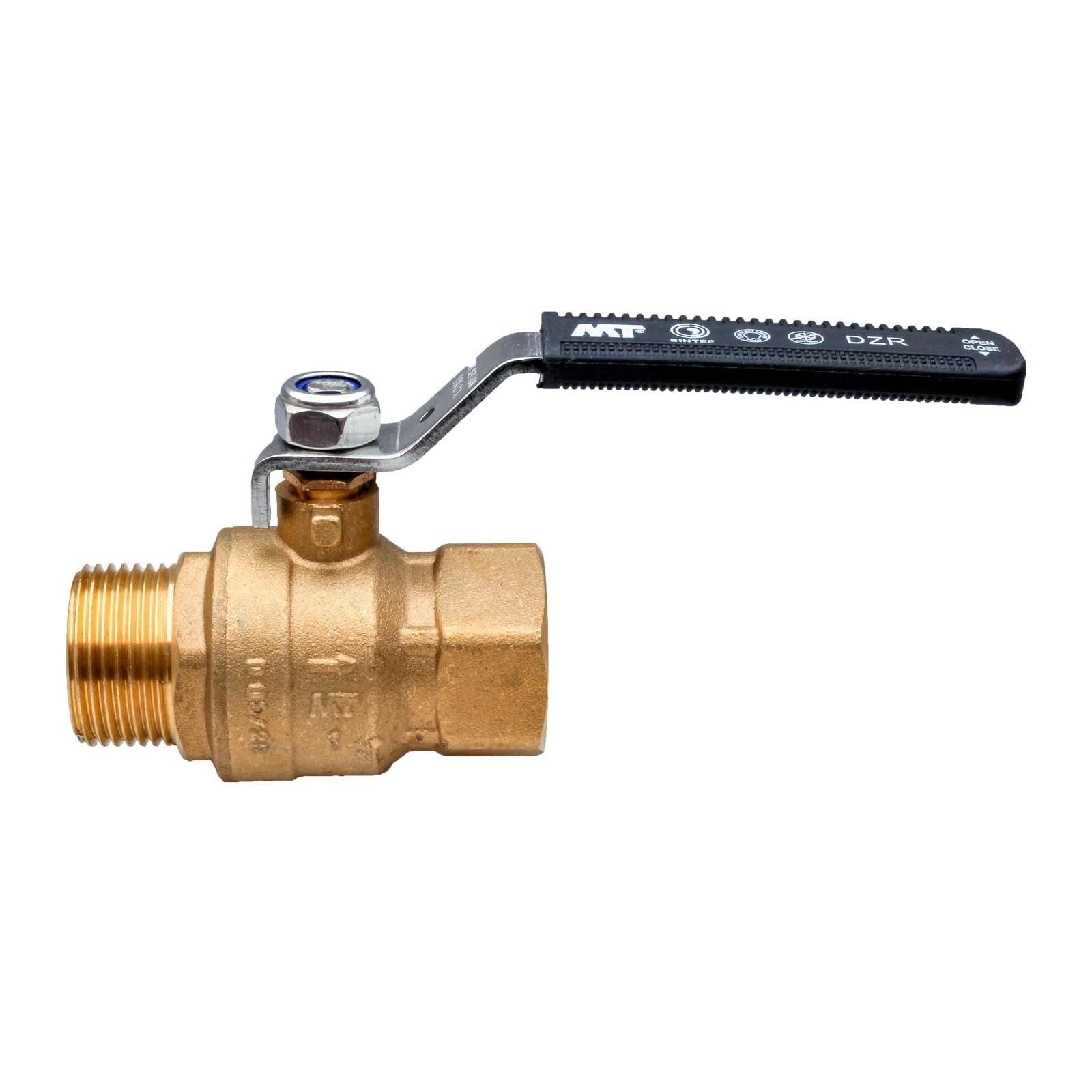 4504 Válvula Esfera PN-40 M-H Paso Total En Latón DZR Palanca Ergonómica Color Negro Acero Inoxidable