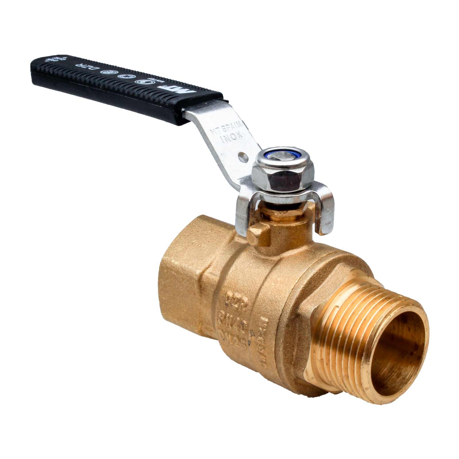 4504 Válvula Esfera PN-40 M-H Paso Total En Latón DZR Palanca Ergonómica Color Negro Acero Inoxidable