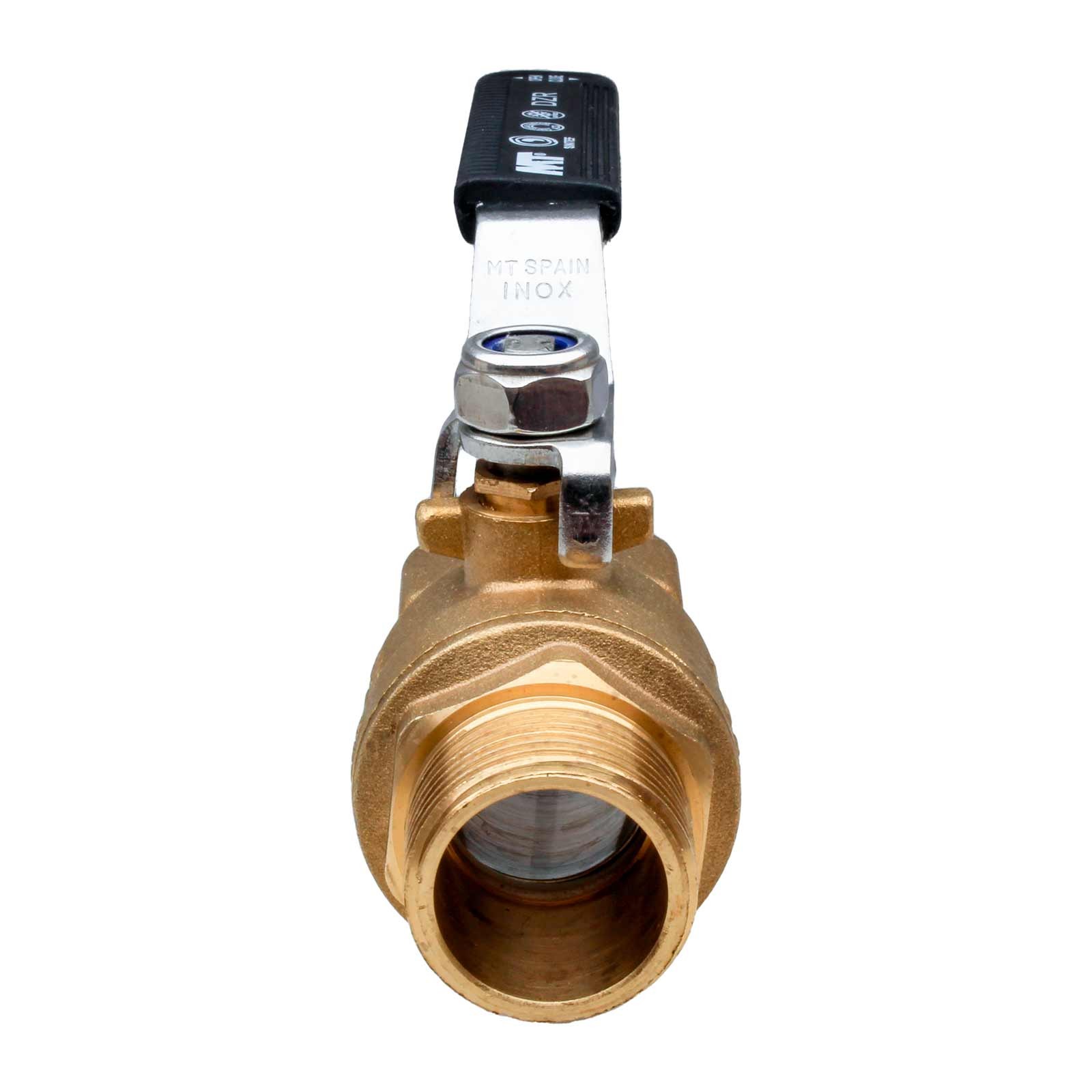 4504 Válvula Esfera PN-40 M-H Paso Total En Latón DZR Palanca Ergonómica Color Negro Acero Inoxidable