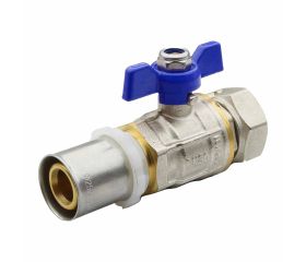 456422 Válvula Esfera Conexión Multicapa Prensar PN30 Tuerca Móvil Con Mando Palomilla Color Azul