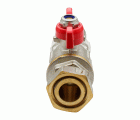 45642 Válvula Esfera Conexión Multicapa Prensar PN30 Tuerca Móvil Con Mando Palomilla Color Rojo