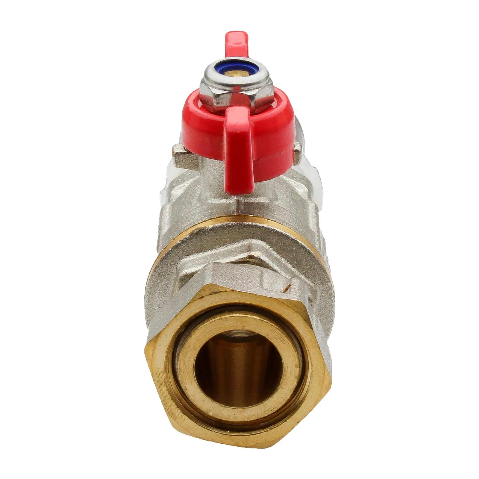 45642 Válvula Esfera Conexión Multicapa Prensar PN30 Tuerca Móvil Con Mando Palomilla Color Rojo