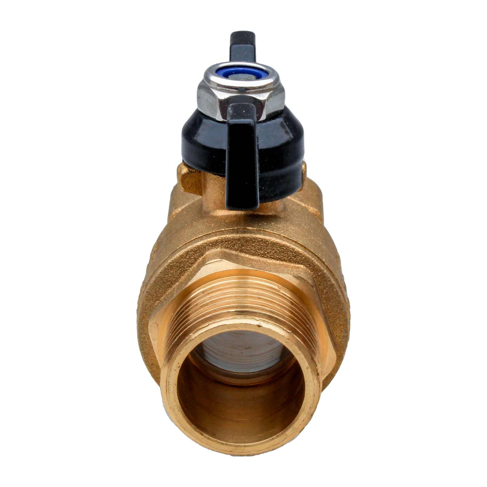 4604 Válvula Esfera PN-40 M-H Paso Total En Latón DZR  Mando Palomilla Color Negro