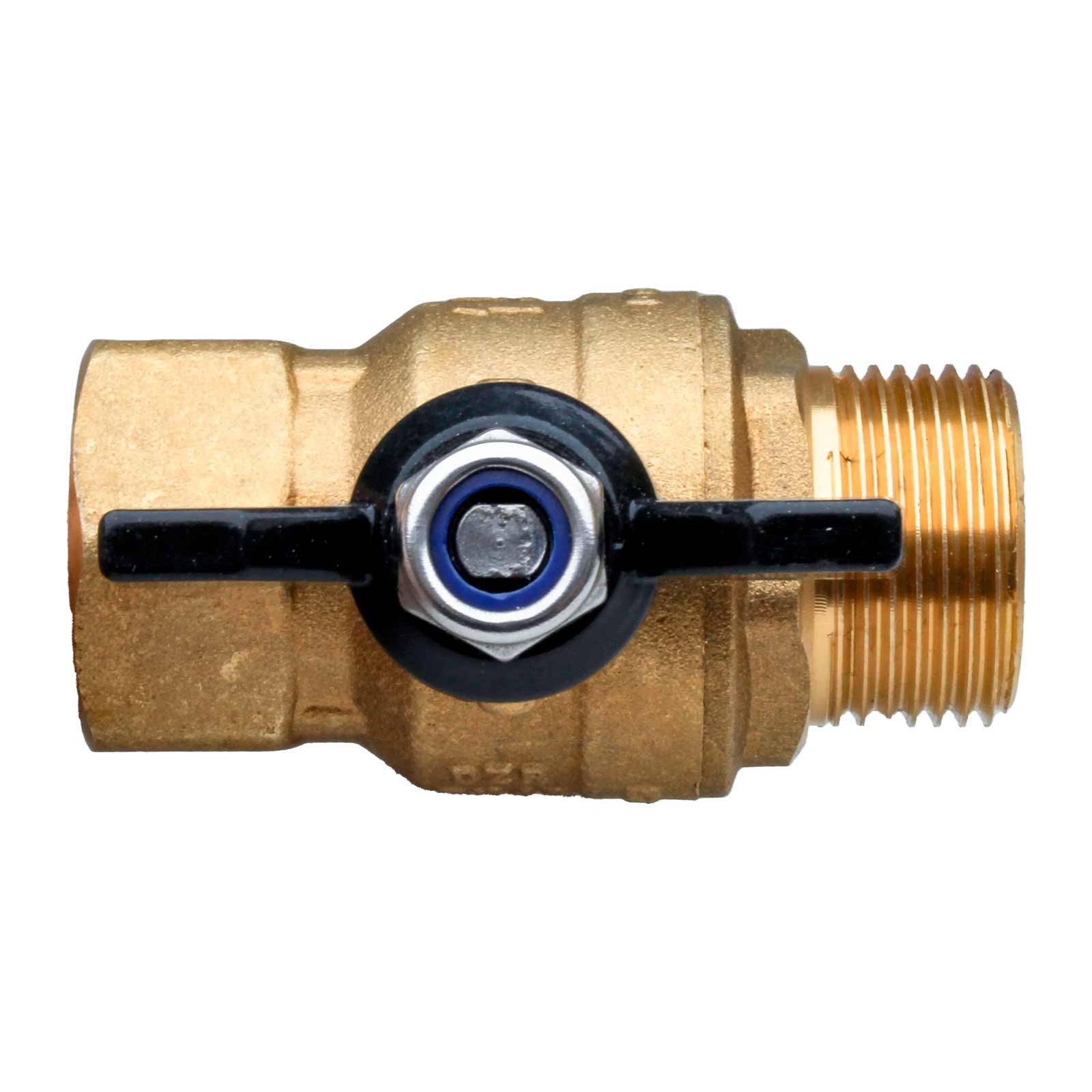 4604 Válvula Esfera PN-40 M-H Paso Total En Latón DZR  Mando Palomilla Color Negro