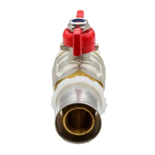 41642 Válvula Esfera Conexión Multicapa Prensar PN30 Mando Palomilla Color Rojo