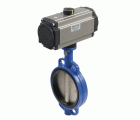 5205114 Válvula De Mariposa Tipo Wafer Disco Inoxidable Asiento Blando EPDM Con Actuador Doble Efecto