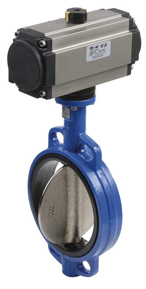 5105115 Válvula De Mariposa Tipo Wafer Disco Cromado Asiento Rígido EPDM Con Actuador Simple Efecto