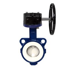 51143MR Válvula De Mariposa Tipo Wafer con Reductor Manual, Disco Acero Inoxidable A-316 + PTFE, Asiento PTFE