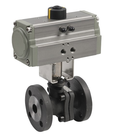 5105117 Válvula Esfera Dos Piezas Acero Al Carbono Bola A-316L Brida Con Actuador Simple Efecto