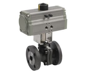 5105117 Válvula Esfera Dos Piezas Acero Al Carbono Bola A-316L Brida Con Actuador Simple Efecto