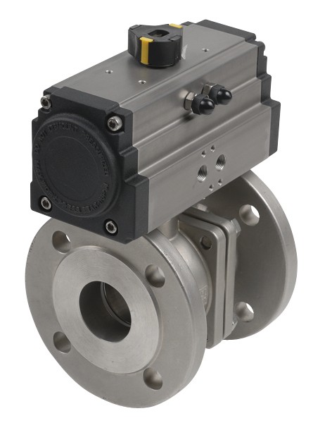 5205128 Válvula Esfera Dos Piezas Inoxidable Con Bridas Paso Total Con Actuador Doble Efecto