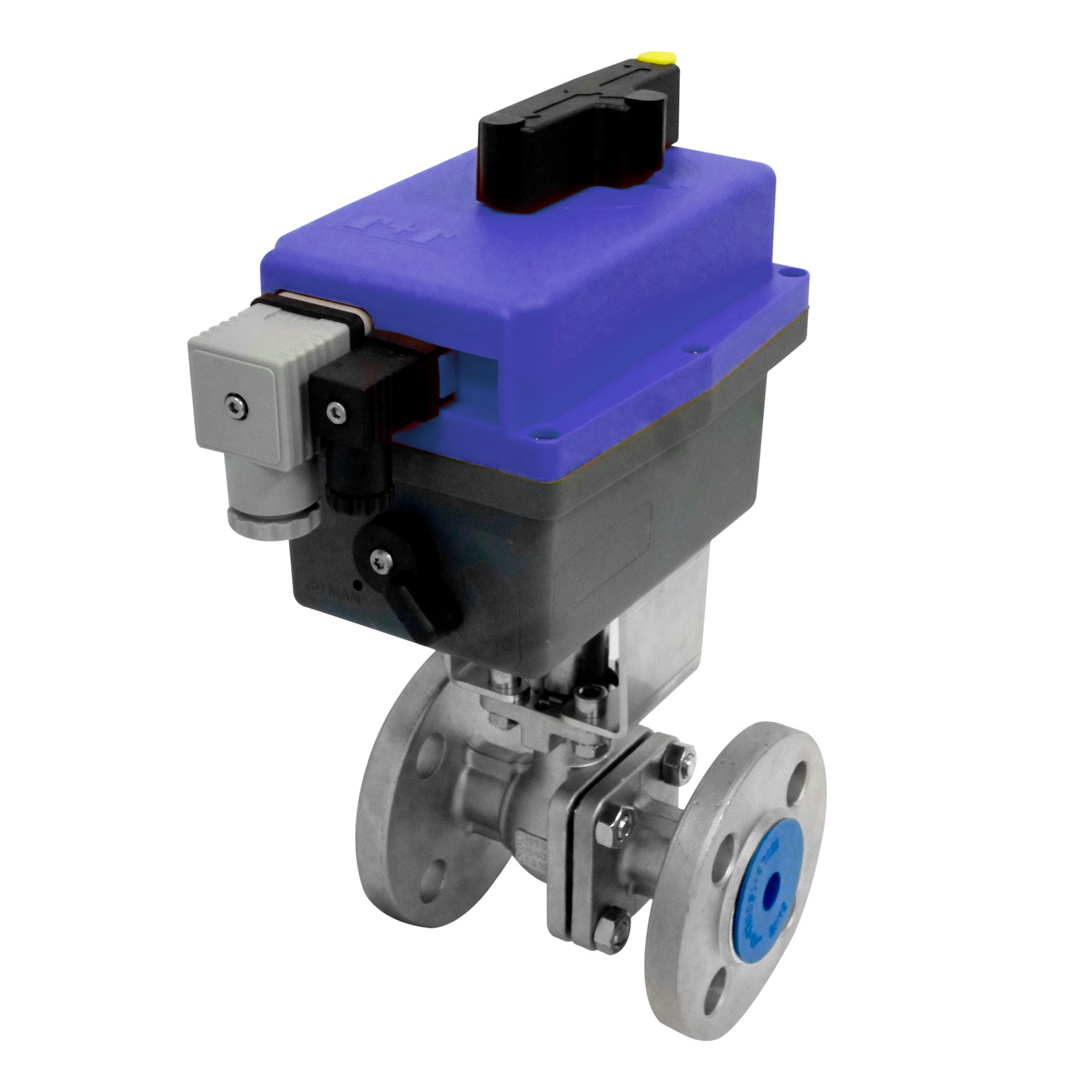 5325128 Válvula Esfera Dos Piezas Inoxidable Con Bridas Paso Total Con Actuador Bajo Voltaje