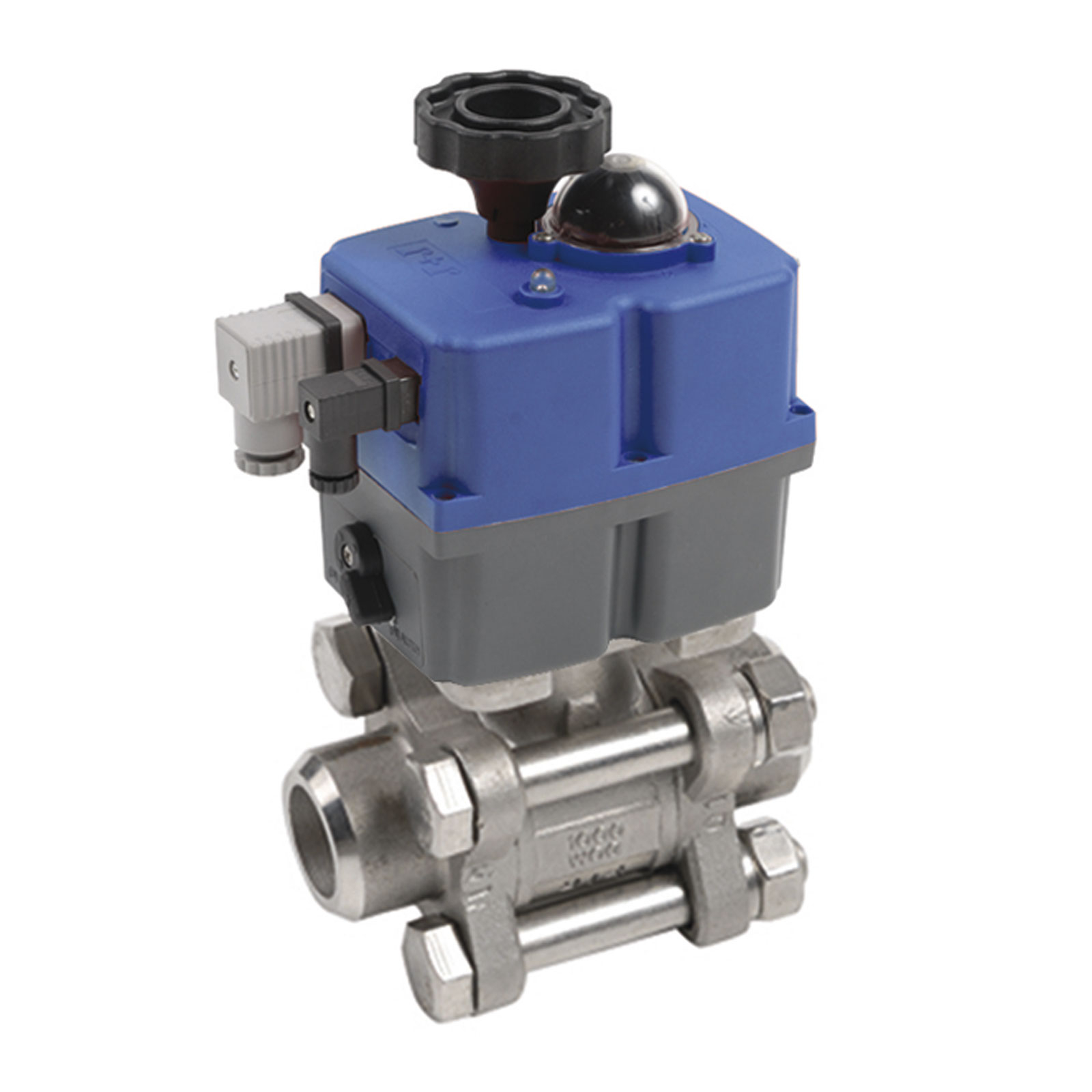 53291020 Válvula Esfera Tres Piezas Butt Weld Paso Total Con Pletina ISO Y Actuador Eléctrico Bajo Voltaje