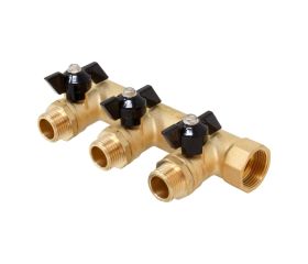 617021 Colector M/H Salidas Con Válvulas Mando Palomilla Negro