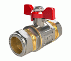 6650 Válvula Esfera PN30 Enlace Compresión Mando Palomilla Color Rojo