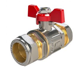 6650 Válvula Esfera PN30 Enlace Compresión Mando Palomilla Color Rojo