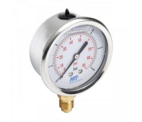 8600 Manómetro Acero Inoxidable Glicerina DN100 Conexión Inferior Latón 1/2”