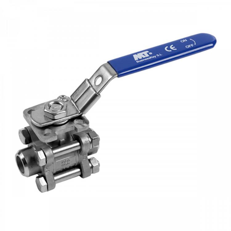 91020 Válvula Esfera Tres Piezas Butt Weld Paso Total Con Plataforma de Montaje ISO 5211