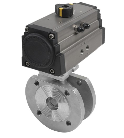 51091031 Válvula Esfera Tipo Wafer Paso Total Con Pletina ISO Con Actuador Simple Efecto