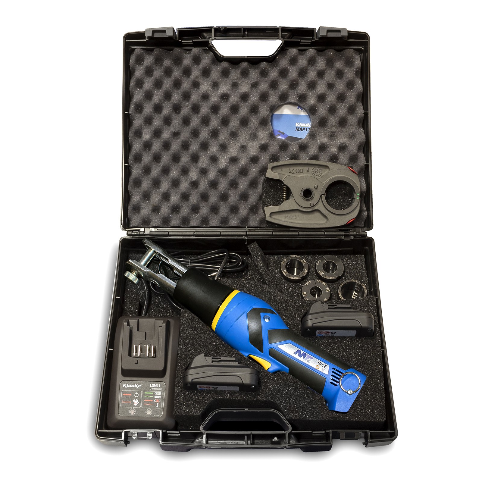 PACKMAP115 Maletín con Máquina de Prensar Multicapa Mordaza Perfil TH, Cargador, Batería, Mordaza y Casquillos