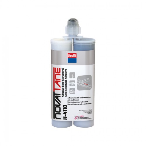 Novattane H-4110 400 ml Color componente A (Adhesivo): blanco.Color componente B (Activador): gris.Color de la mezcla: gris claro. Plástico