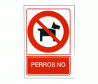 PLACA SEÑAL DE PLÁSTICO 210x300mm PERROS NO
