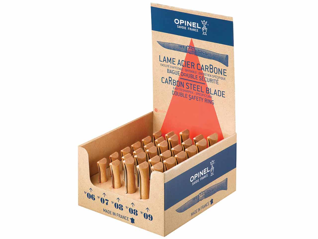 EXPOSITOR NAVAJA OPINEL ACERO CARBONO 30uds