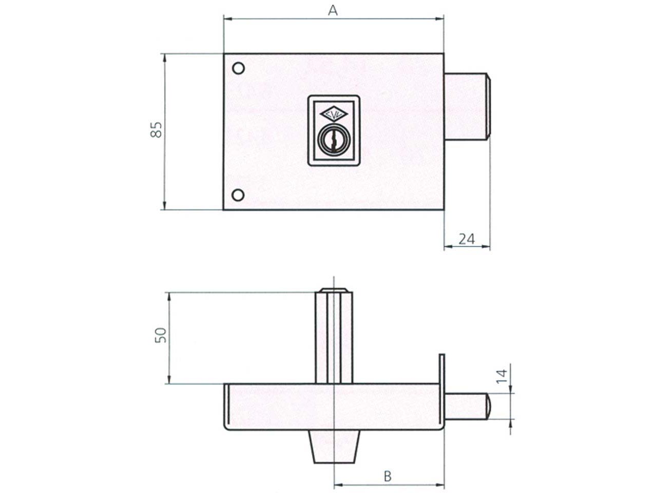CERRADURA SOBREPONER CVL CILINDRO EUROPERFIL 124A