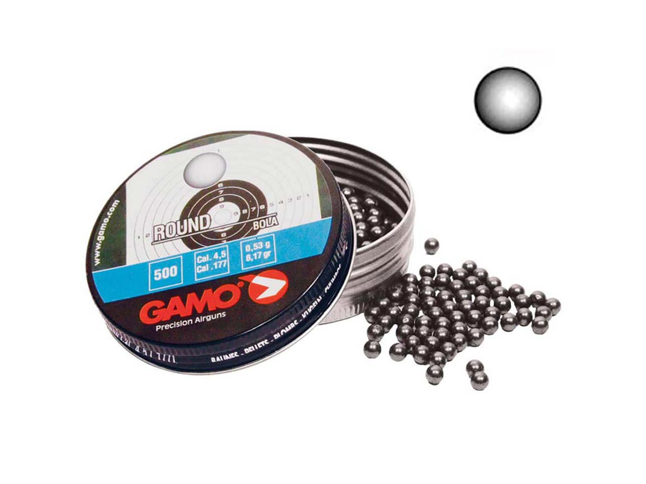 BALÍN BOLA GAMO 250 Unidades 4 1/2 CAJA METAL
