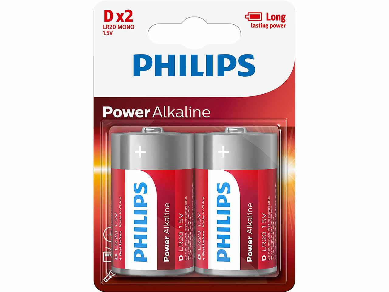 PILA ALCALINA PHILIPS LR20 (2 unds)