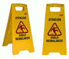CARTEL ADVERTENCIA -ATENCIÓN SUELO RESBALADIZO- 600x210mm