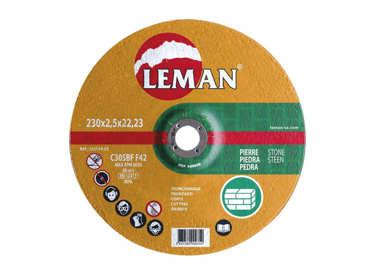 DISCO ABRASIVO CORTE PIEDRA LEMAN 2,5mm