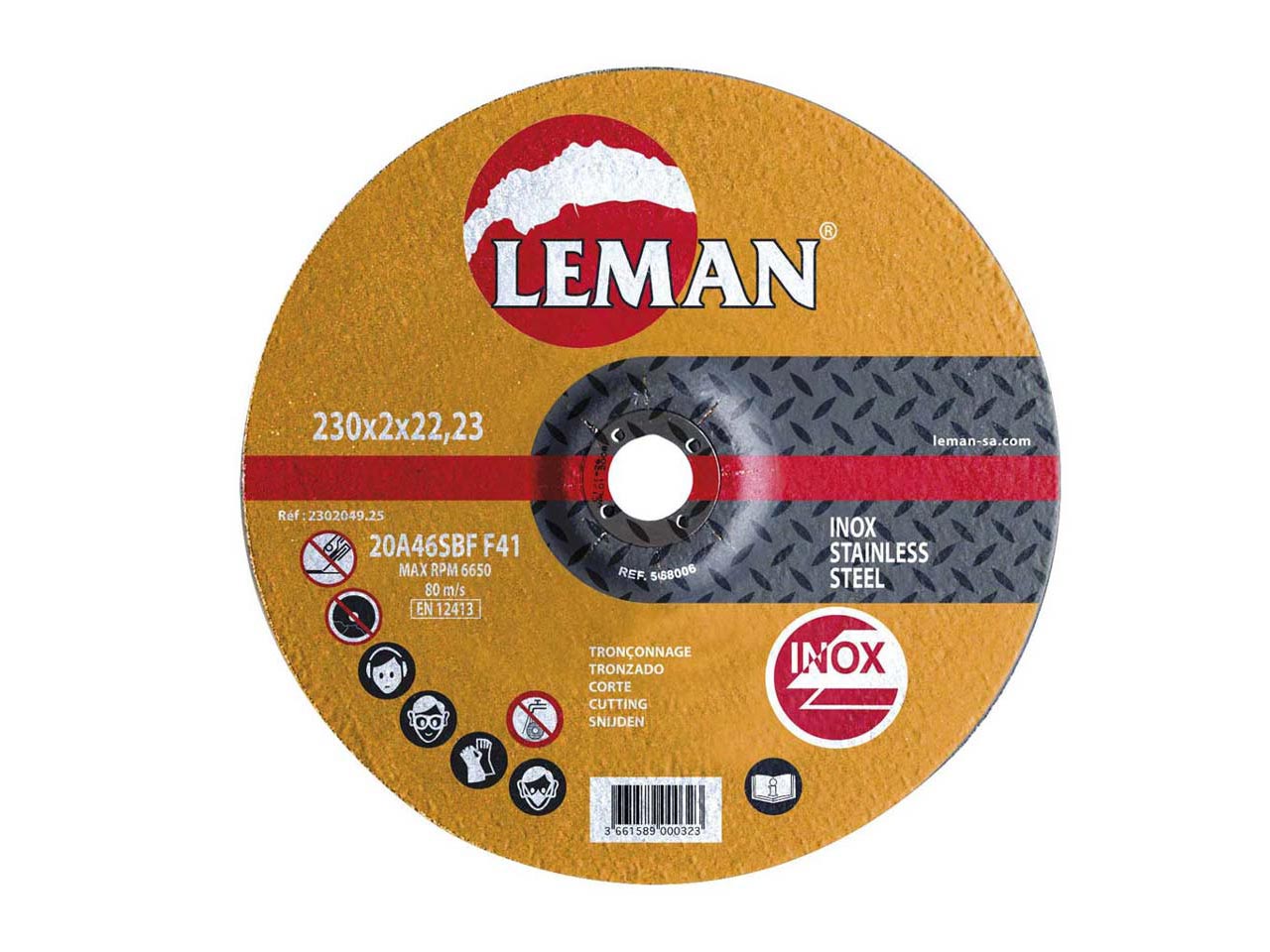 DISCO ABRASIVO CORTE ACERO INOXIDABLE LEMAN