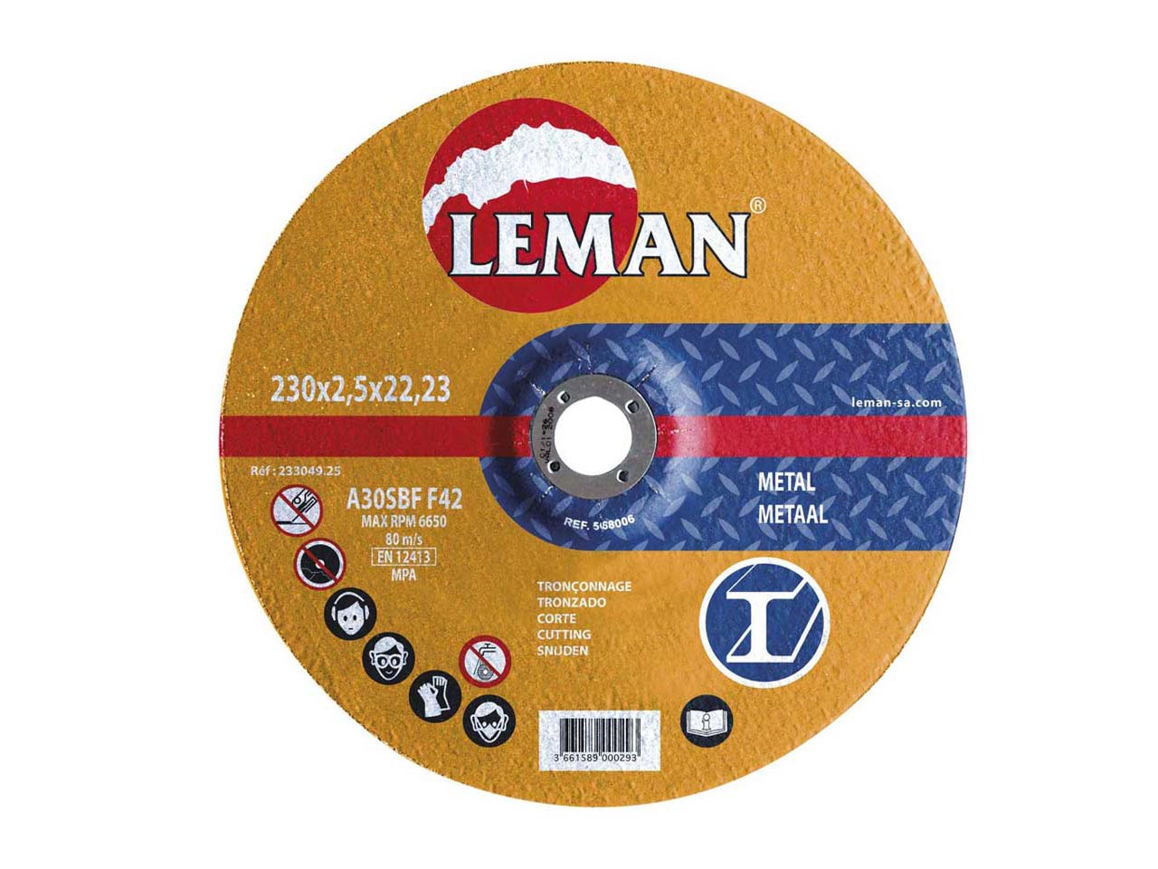 DISCO ABRASIVO CORTE ACERO LEMAN 2,5mm