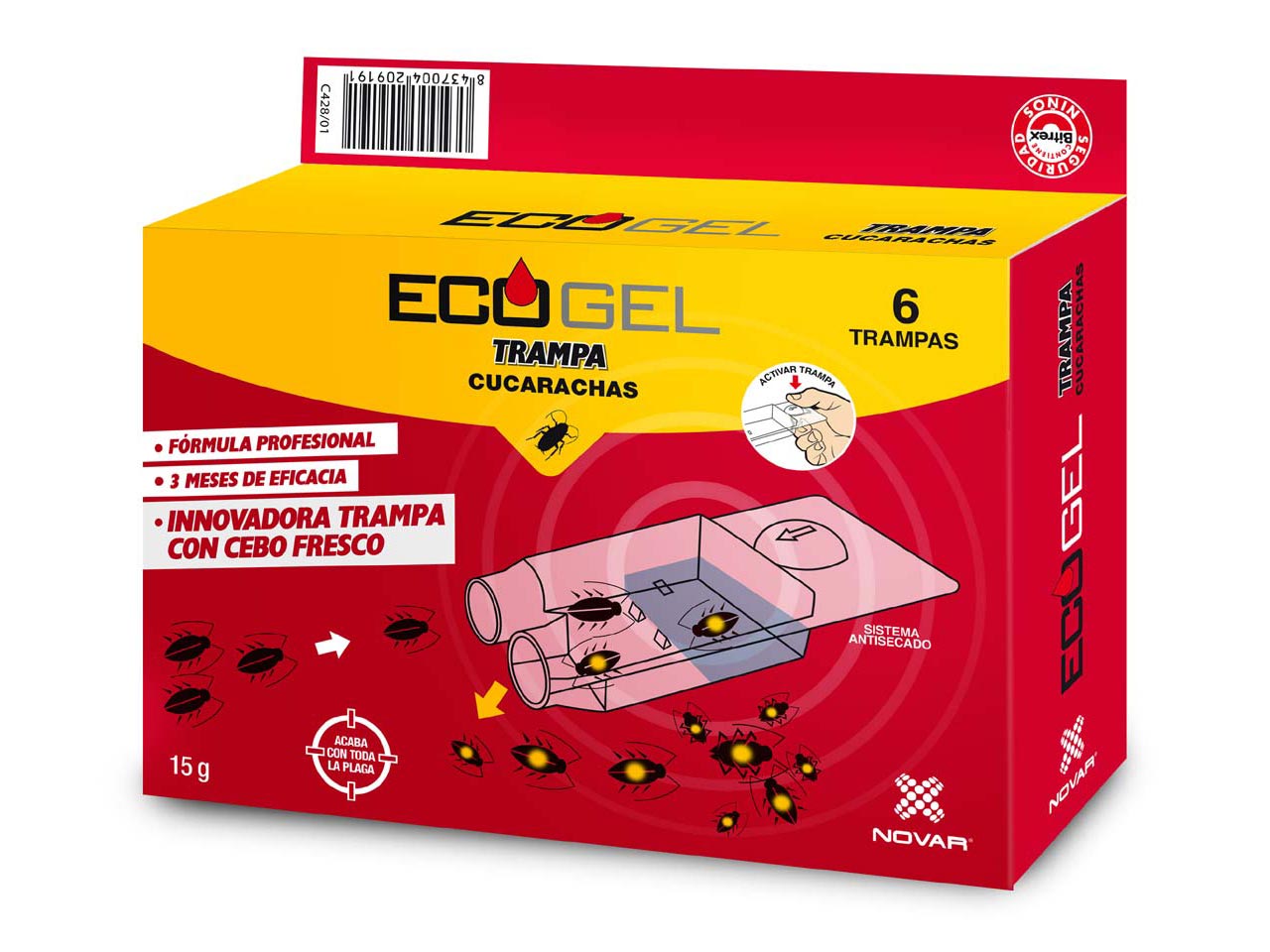 ECOGEL TRAMPA CUCARACHAS 15 GR  6UDS