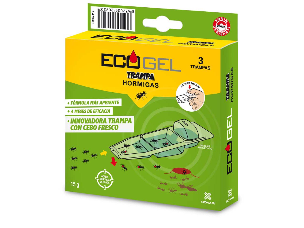 ECOGEL TRAMPA HORMIGAS 15GR 3UDS