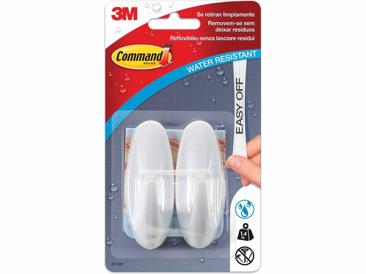 GANCHO COMMAND OVALADO MEDIANO RESISTENTE AL AGUA